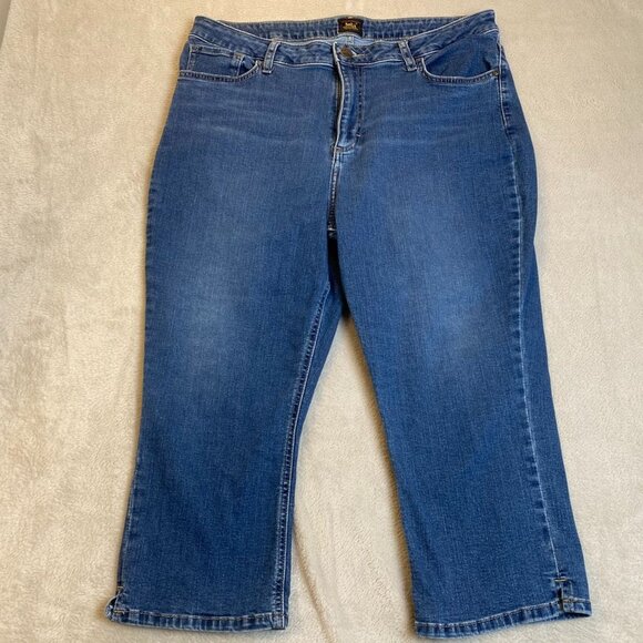 Lee Womens Capri Jeans 16M Blue Denim Machine Washable Comfortable & Stylish Fit - Picture 13 of 13